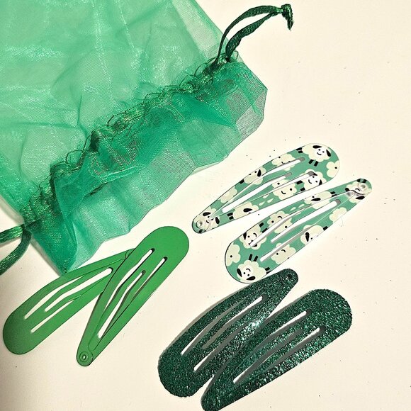 Hair Snap Green Clips, Barrettes, 3 Sets, Girls, Women, Sheep, Glitter, Colors - Picture 2 of 5